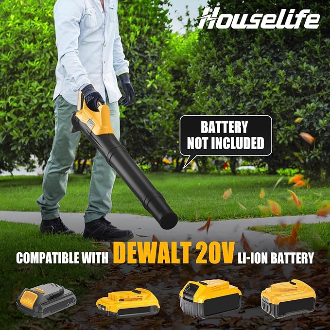 Cordless Leaf Blower(No Battery) Compatible with Dewalt 20V MAX XR Battery - 400 CFM/130 MPH Electric Leaf Blowers for Deck, Patio, Driveway,Yard,Garage Cleaning (Tool Only)