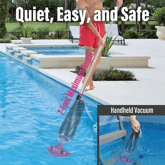 Rechargeable Handheld Hot Tub Spa Pool Vacuum, Cordless & Waterproof IPX8, 60-Min Runtime, 2 Brush Heads, Spot Cleaner for Spas & Small Pools up to 20ft (Dyson-Style Gray)
