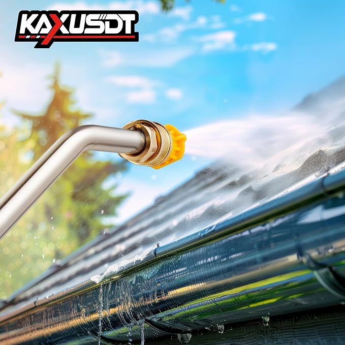 24FT Pressure Washer Telescoping Extension Wand, High Power Accessories with Brush Head & 3 Wand, 7 Spray Nozzle Tips, Max 4000PSI Gutter Cleaning Tools for Wall Window Soffit Cleaner