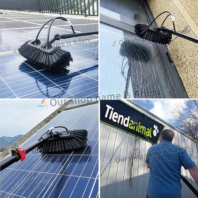 3.6-10.8M Window Cleaning Telescopic Pole,Water Fed Extendable Brush,Suitable for Cleaner Conservatory Roof Photovoltaic Panel Cleaning Extendable Solar Panel Roof Cleaning Tools (10.8M)