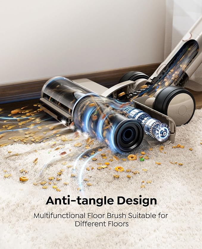Cordless Vacuum Cleaner,80Mins/50kpa/600W Vacuum Cleaners for Home,Stick Vacuums with Self-Standing,Touch Screen,LED Headlights, Anti-Tangle,Rechargeable,Lightweight,for Carpet,Hard Floor, Pet Hair