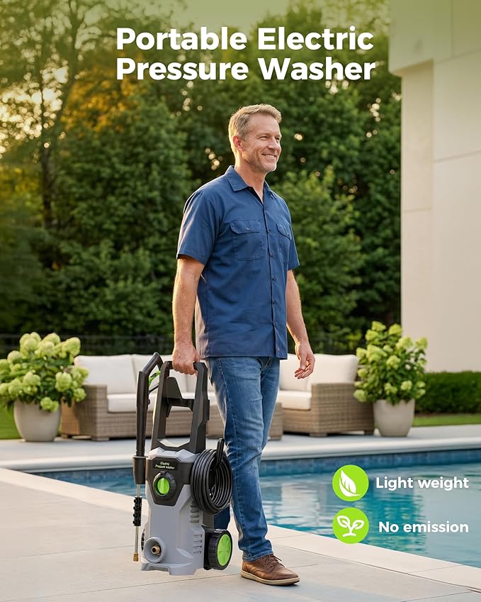 Pressure Washer, Compact Power Washers with 4 Quick Connect Nozzles, High Pressure Washer for Cars, Fences, Patios, Decks, Boats, Home Use