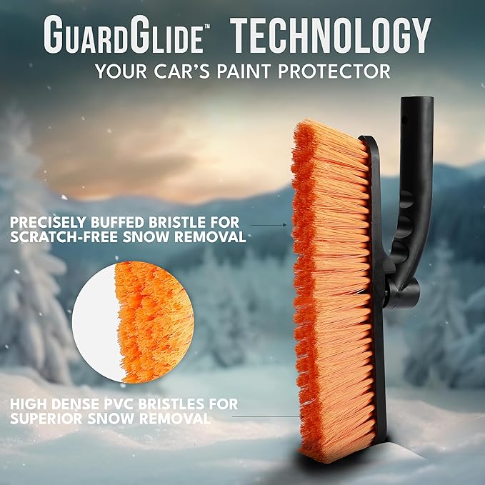 EcoNour 27" 3 in 1 Snow Brush with ice Scraper for car Windshield and Window | 360?? Aluminum Rotatable Snow Brush for car | Winter Snow Removal Tools with Detachable Foam Grip | Winter Car Accessories
