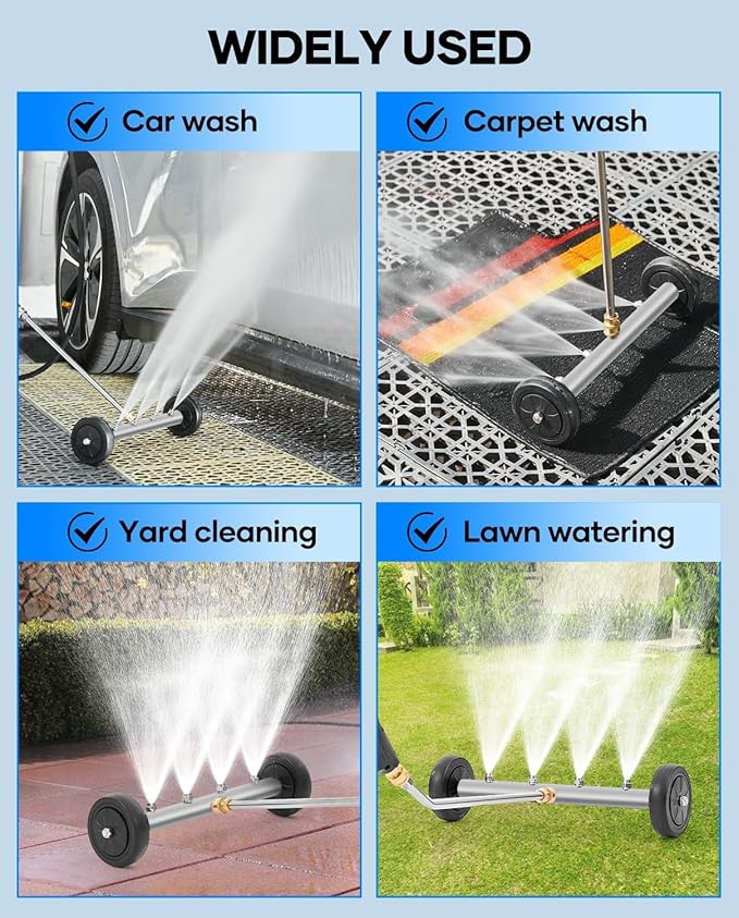 Saker Undercarriage Pressure Washer,16 Inch Pressure Washer Undercarriage Cleaner,4000 PSI Undercarriage Washer Attachment Under Car Cleaner with Pressure Washer Gun and 3 Extension Wands