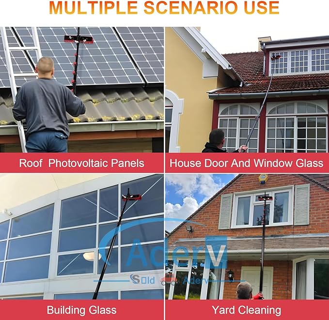 3.6-10.8 M Washing Kit: Water-fed Brush,Squeegee,Soap Dispenser, Window Cleaning Pole, Water Fed Telescopic Brush, Window Cleaner Equipment, Car Cleaning Brush (55cm Brush,5.4M)