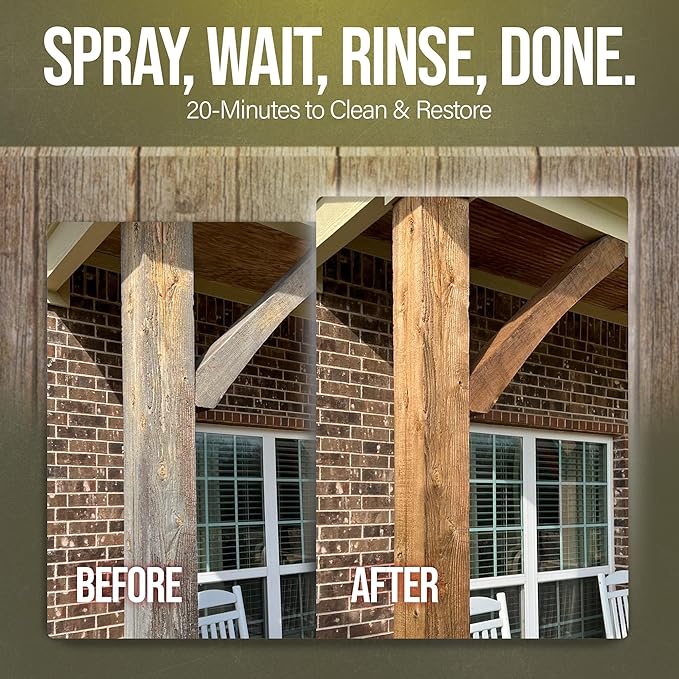 Southeast Softwash Wood Wizard | Heavy Duty Wood Floor Cleaner & Stain Remover | No-Bleach Wooden Floor Cleaner for Decks, Fences, & Docks | Odorless Concentrated Solution (1 Quart Bottle, 1 Pack)