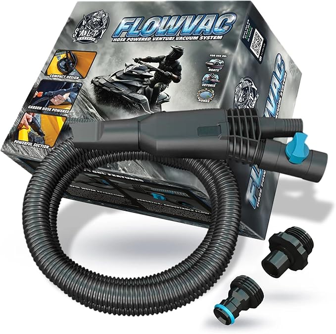 Salty Captain FlowVac Water Vacuum – Venturi-Powered Suction for Fast Water & Debris Removal – No Electricity Needed – Ideal for Boats, 4WD, Pools & Home Cleanup – Lightweight, Durable & Easy to Use