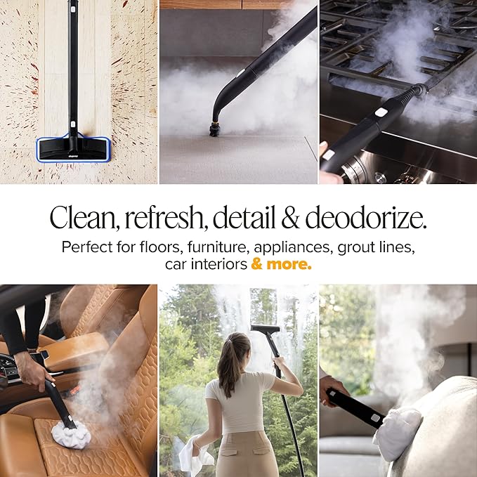 Dupray Neat Steam Cleaner with 22-Piece Accessory Kit – Versatile, Portable Steamer for Floors, Upholstery, Tiles, and More, removes 99.9% of Bacteria & Viruses (incl. x5 Large Bonnets)