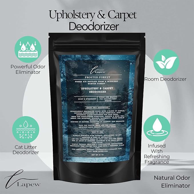 Lapew Frosted Forest Scented Cleaning Bundle | Carpet Deodorizer Powder (16 oz) & Mop Soap Concentrate (36 oz) | Pet-Friendly Odor Eliminator