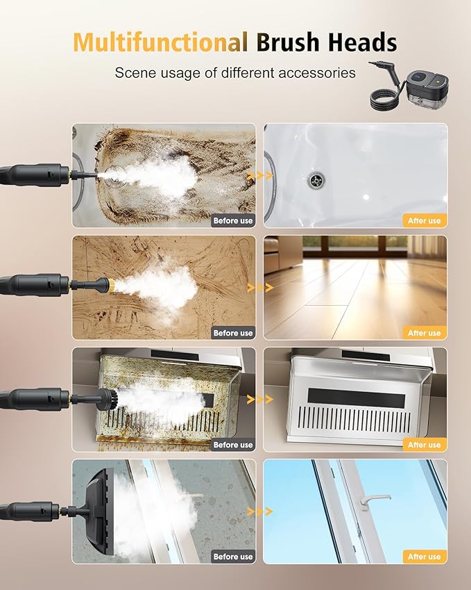 Steam Cleaner for Home 2500W Portable Steam Cleaner for Car,1.69 Quarts Large Capacity Tank, 13PCS Accessories Steamer for Home, kitchens,Camping
