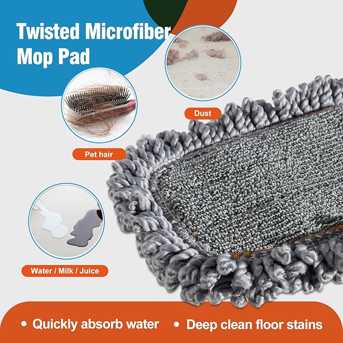 Mirofiebr Dust Mop with 7 PCS Washable Mop Pads and Extendable 55” Long Handle, Multifunction Floor Mop for Hardwood,Marble,Laminate,Tile Floor Mopping