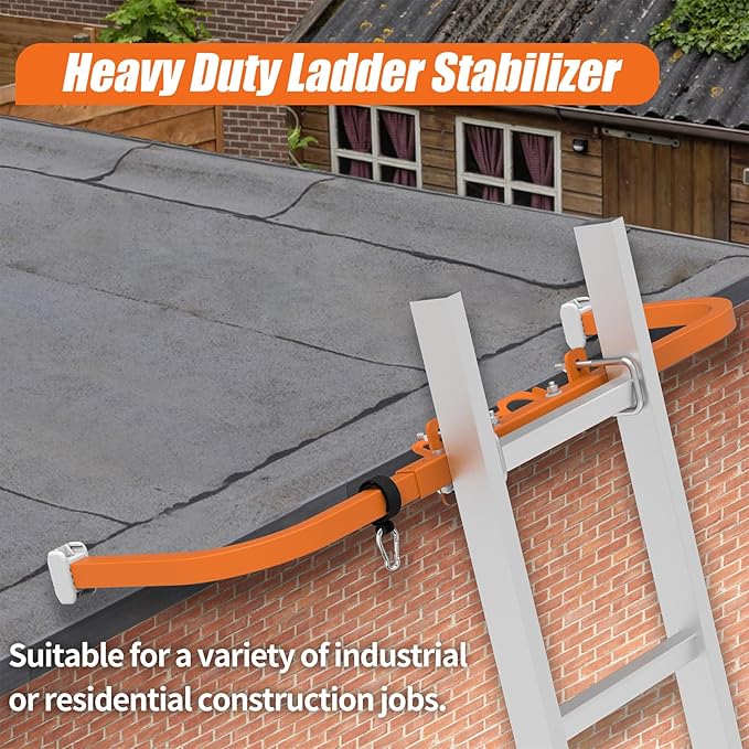 Aluminum Ladder Stabilizer for Roof Gutter Cleaning with Tool Tray, Heavy Duty Extended Ladder Accessories, Ladder Stand-Off Wing Span with Non-Slip Rubber Bottom Pad