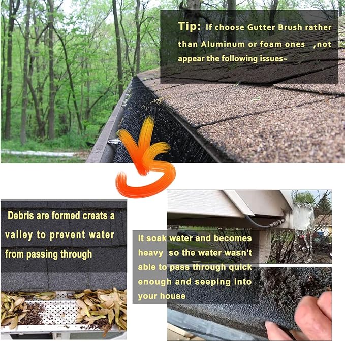 25 Pcs 80ft (3.2ft x 25) length ideally fitting standard 5-inch gutters Standard Gutter Filter Leaf Debris Guard brush guard- Simple Gutter Guard | No Tools DIY