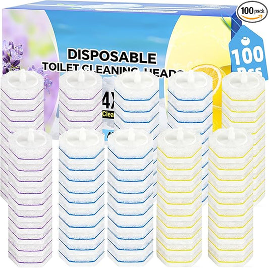 100 Count Toilet Wand Refills for Clorox ToiletWand, 4X Cleaning Power Toilet Bowl Cleaner Refill Pads for Clorox, Disposable Toilet Brush for Bathroom Cleaning，Light Scent