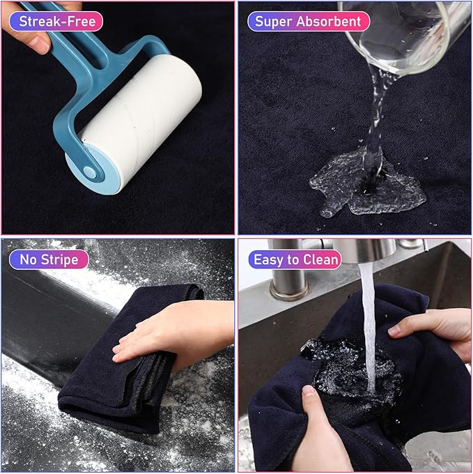 12 Pcs Extra Large Microfiber Cleaning Cloths Bulk 30 x 20 Washable Reusable Microfiber Rags Absorbent Cleaning Towels for Floor Glass Window Car Kitchen Bathroom House(Black)