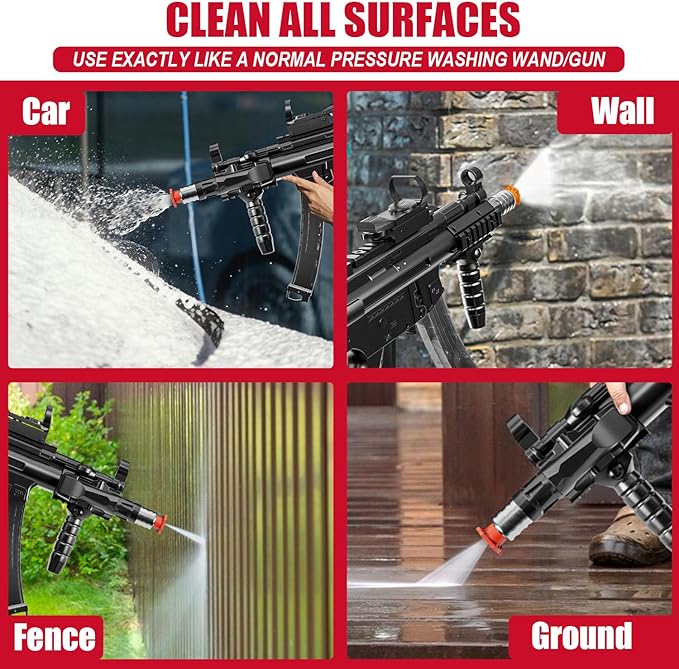 MP5 Model Pressure Washer Gun with Swivel & 4 Nozzles, 3600 PSI High Pressure Spray Gun with 3/8" Quick Connect Plug, Swivel Gun Compatible with Foam Cannon, Power Washer Accessories (Black)