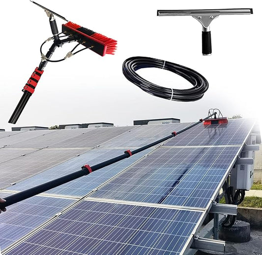 Telescopic Hydrocleaner Cleaning Brush, Multi-Purpose Water Spray Brush for Cleaning Window Solar Panels, 3.6m-10.8m Solar Panel Cleaning Equipment, Roof Cleaning Tools,3.6m