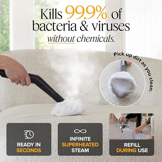 Dupray Neat Plus Steam Cleaner and Awesome Bag, 18 Accessories, Fast Heat-Up, Chemical-Free Cleaning, Multipurpose Steamer *Kills 99.9% of Bacteria & Viruses