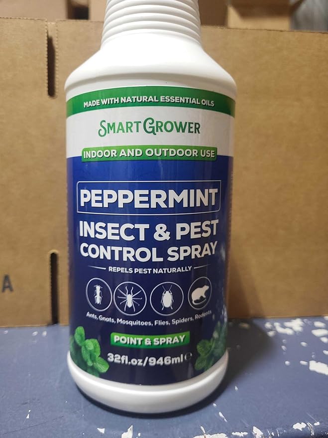 All Natural Peppermint Oil Insect & Pest Control Spray Repels Mice, Spiders, Ants, for Home, Indoor, Outdoor, Garden Maximum Strength Smart Grower Ready to Use 32 FL OZ