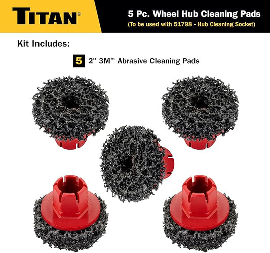 Titan 51799 5-Piece Wheel Hub Cleaning Pads Set, For use with Titan 51798 1/2-Inch Drive Impact Socket
