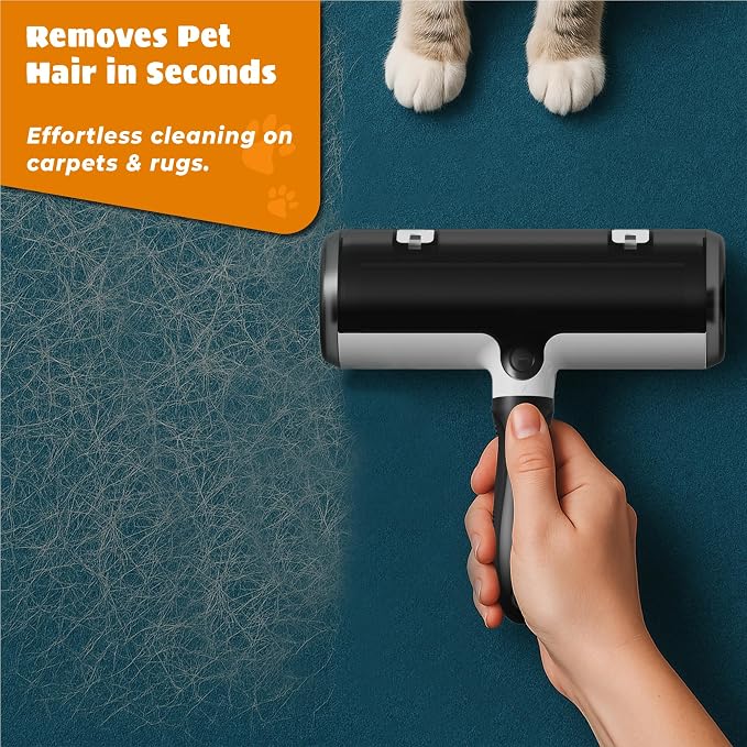 Pet Hair Remover and Reusable Lint Roller - Cat and Dog Hair Remover for Couch, Furniture, Carpet, Clothing and Bedding - Portable, Multi-Surface Fur Removal Tool (Gray) - Image 9