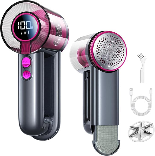 DRFLASH 2-in-1 Rechargeable Fabric Shaver & Lint Remover,1800mAh | 3-Speed Lint Shaver with Digital LED Display, Type-C Fast Charging Port, Portable for Clothes, Furniture, Couches, Blankets by DRFLASH
