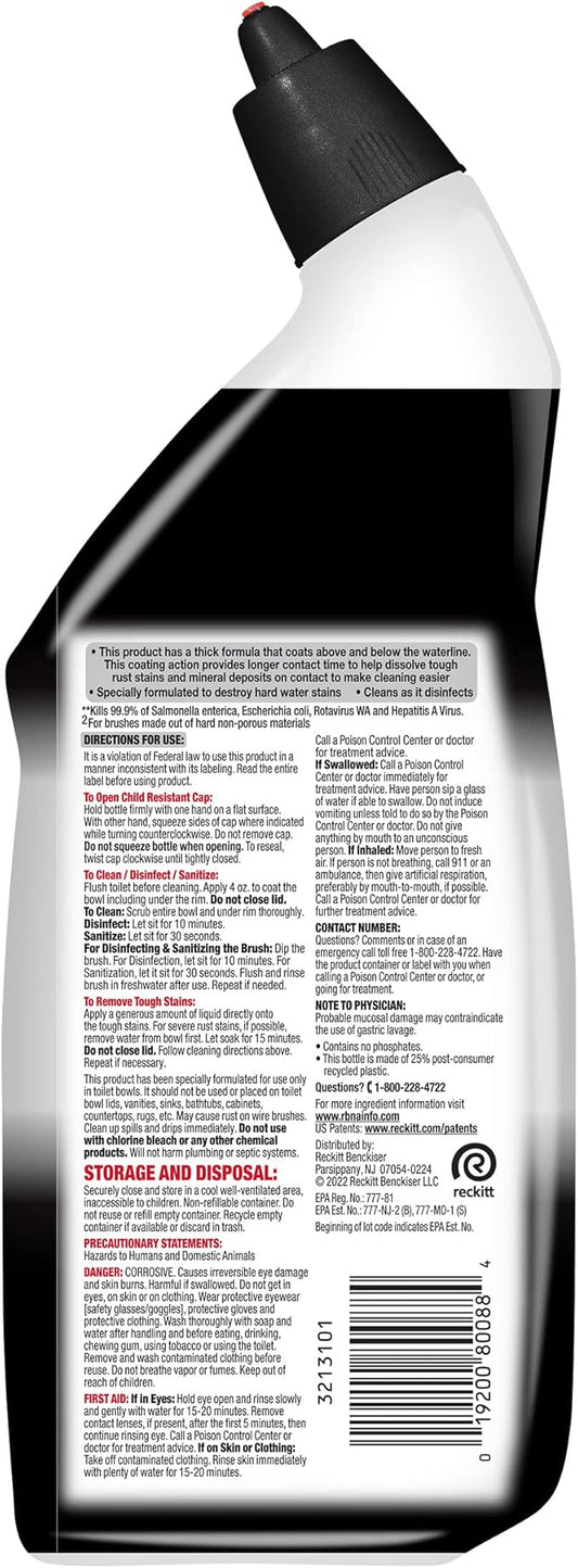 Lysol Lime & Rust Toilet Bowl Cleaner Gel, For Cleaning and Disinfecting, Destroys Stains including those from Hard Water and Rust, 24oz (Pack of 9)