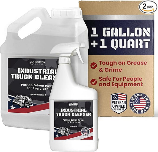 Industrial Truck Cleaner – Degreaser & Cleaner Kit with 1 Quart and 1 Gallon Bottles, Tough on Road Grime, Gentle on People and Equipment