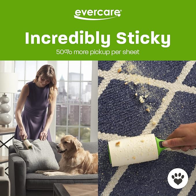 Evercare Lint Roller Pet Hair Remover Giant 60 Layers Per Roll, Green - Image 6