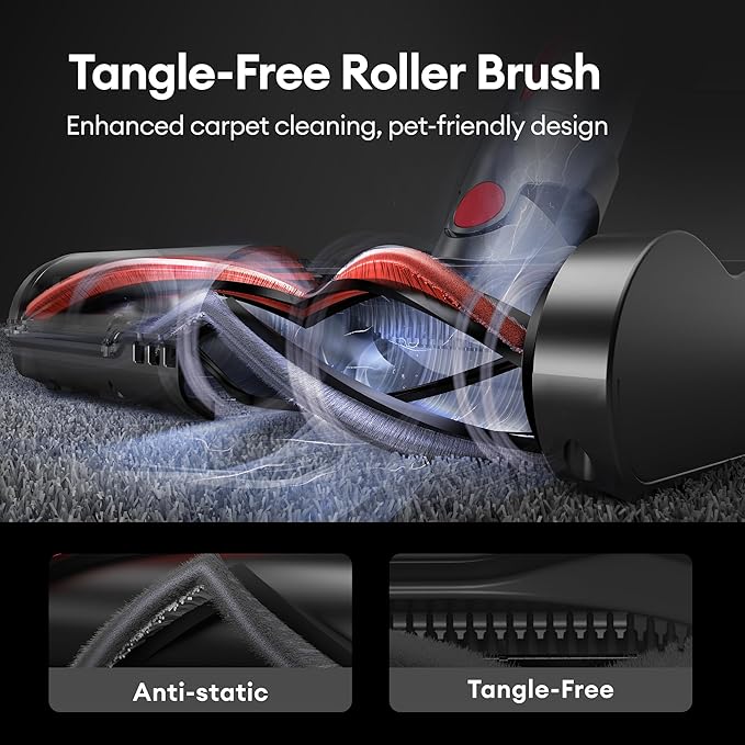 Ultenic Cordless Vacuum Cleaner, 600W 55Kpa 60Mins Vacuum Cleaners for Home, with 180°Bendable Wand, Anti-Tangle Brush, Charging Dock, Stick Vacuum Cordless for Pet Hair/Carpet/Floor/Car