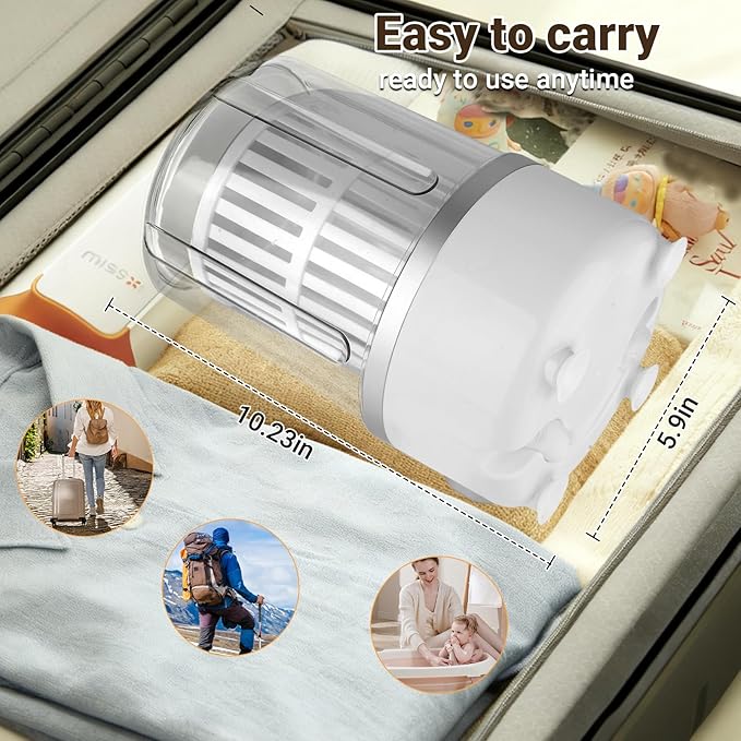 3L Portable Washing Machine,3 In 1 Portable Washer-Dryer Combo, Home Mini Underwear-Specific Washing Machine，3 Modes 3000mAh Laundry Machine for apartments, dormitories, travel, and hotels (White)