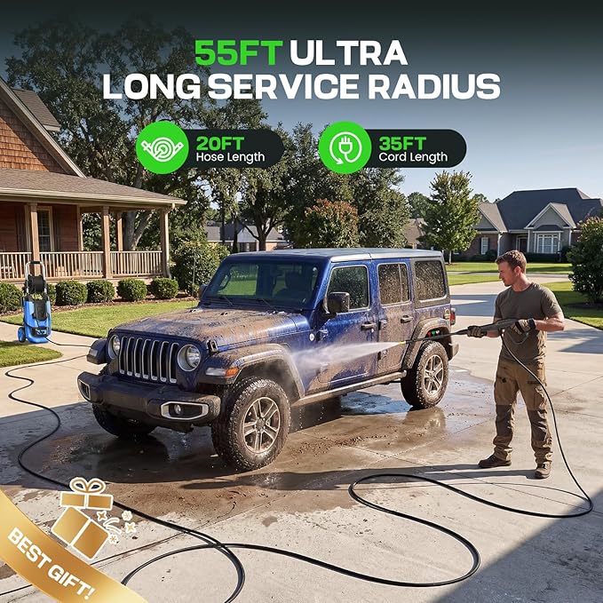 𝟐𝟎𝟐𝟔𝐧𝐞𝐰 Adjustable Press*ure Cle*aner, 4 Nozzles, Foam Cannon for Cars, Patios, Driveways, Red