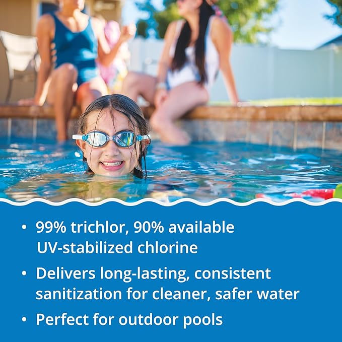 In The Swim 3 Inch Stabilized Chlorine Tablets for Sanitizing Swimming Pools - Individually Wrapped, Slow Dissolving - 90% Available Chlorine - Tri-Chlor - 5 Pounds