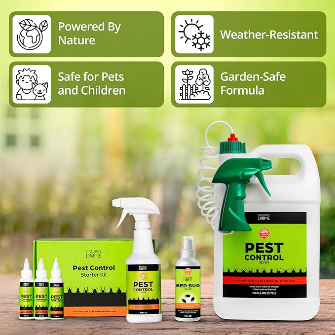 Nature’s Dome Pest Control Concentrate Spray 12 Oz | 100% Natural, Eco-Friendly Bug & Ant Spray That Makes 1 Gallon | Eco-Friendly Bug Spray for Flea, Ticks, Ant & Mosquitos | Safe for Pets & Kids