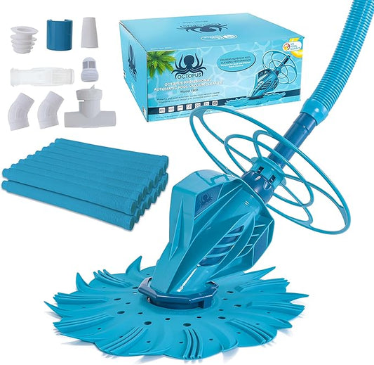 U.S. Pool Supply Octopus Suction Pool Cleaner, Inground Automatic Pool Vacuum Cleaner with Hose - Swimming Sweeper Vac Cleaning Suction-Side Cleaners - Auto Creepy Sweeps Removes Debris, Leaves Cleans