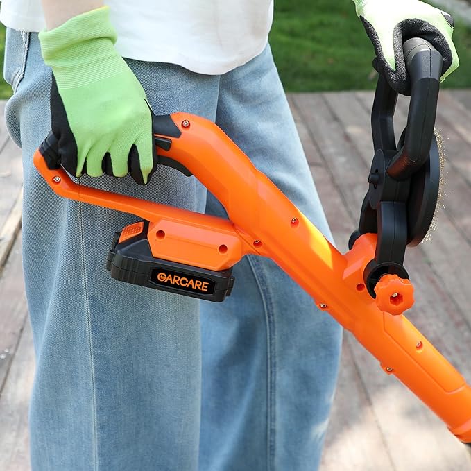 GARCARE 20V Cordless Patio Cleaner - Lightweight Driveway & Pavement Brusher with Interchangeable Brushes, Adjustable Handle for Tile Gaps Sweeper, 4.0Ah Battery and Charger Included