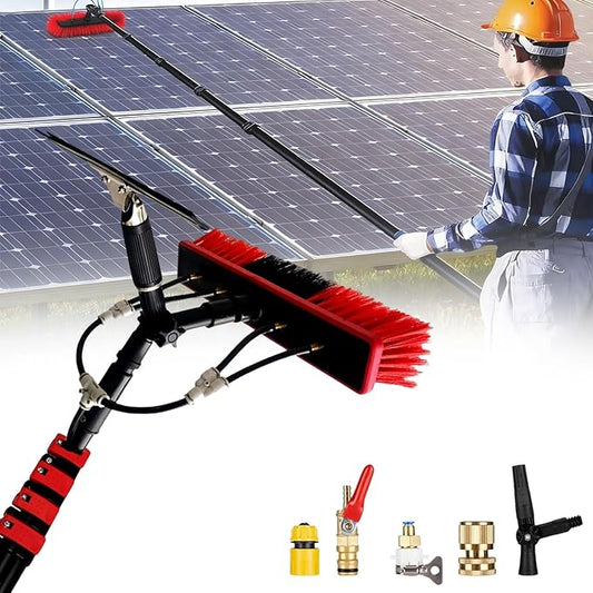 Telescopic Cleaning Brush, Multi-Purpose Water Spray Brush, Solar Panel Cleaning Equipment, Telescopic Hydrocleaner, 3.6m-10.8m, Roof Cleaning Tools Window Cleaner Kit(12FT/3.6M)