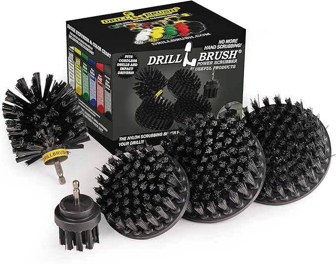 BBQ Accessories - Grill Brush - Grill Tools - Ultra Stiff Drill Brush Attachment Kit - Grill Scraper - Wire Brush Alternative - Grill Cleaner - Rust Remover - BBQ Brush - Graffiti Remover - BBQ Tools