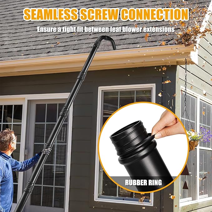 Zipcase Gutter Cleaning Kit - 9.25 ft Safe, with 360° Adjustable Nozzle, Ground-Level Leaf Blower Gutter Attachment Compatible with EGO 530CFM / 580CFM / 575CFM / 650CFM/ 615CFM/LBX6000 Leaf Blowers