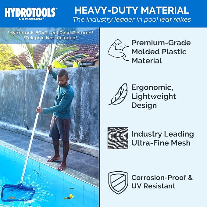 HYDROTOOLS By SWIMLINE 8015 Leaf Net For Inground Above Ground Pool Pond | Extra Large Skimmer Net Cleaning Tool Ultra Fine Deep Mesh Bag | Durable Introductory Plastic Frame | For Debris Bugs Pickup
