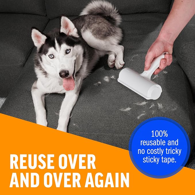 ChomChom Roller Pet Hair Remover – Original Size Reusable Lint Roller for Cat & Dog Hair on Furniture, Couch, Carpet, Car, Rugs & Bedding – Portable, Eco-Friendly (White) - Image 4