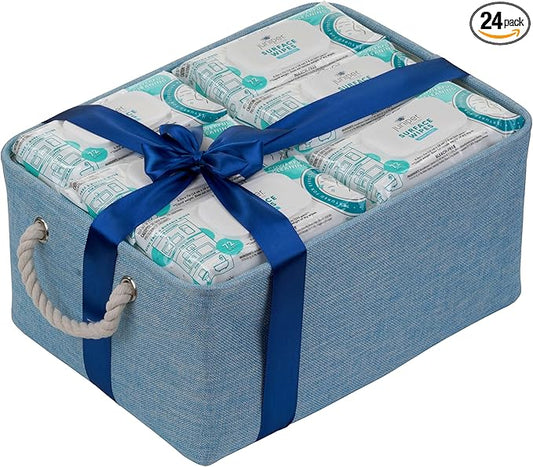 24 Pack Surface Cleaning Wipes Bleach Free, All-Purpose Cleaner for Bathroom, Kitchen, Office, 1728 Count Soft Flow with Gift Basket