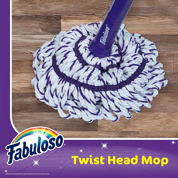 Fabuloso Twist Mop ?€? Self Wringing Mop with Non-Scratch Scrubber and Removable Washable Head for Floor Cleaning