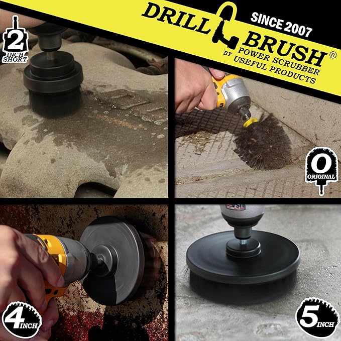 BBQ Accessories - Grill Brush - Grill Tools - Ultra Stiff Drill Brush Attachment Kit - Grill Scraper - Wire Brush Alternative - Grill Cleaner - Rust Remover - BBQ Brush - Graffiti Remover - BBQ Tools