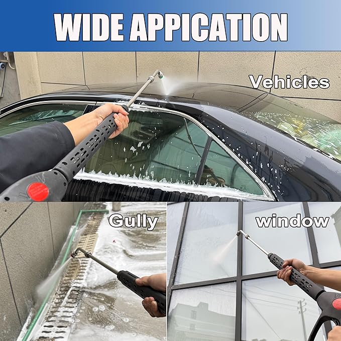 M MINGLE High Pressure Washer Gun, Extension Wands and 30 Degree Curved Rod for Hard-to-Reach Areas, M22 15mm or M22 14mm Fitting, 5 Nozzle Tips, 4000 PSI