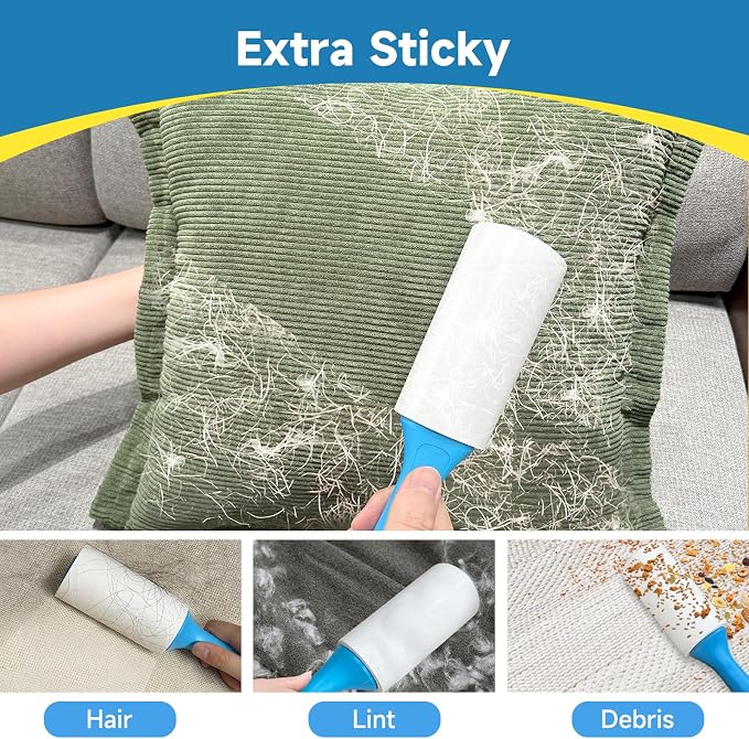 Swihauk 600 Sheets Extra Sticky Lint Rollers for Pet Hair | Easy Spiral Tear Lint Roller for Clothes with Ergonomic Handle, Multipurpose Lint Remover for Furniture, Carpet, Car Seat - Image 3