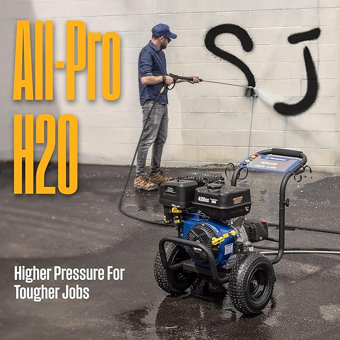 Westinghouse WPX4400 Gas Pressure Washer, 4400 PSI and 4.2 Max GPM, Spray Gun and Wand, 5 Nozzle Set, for Cars/Fences/Driveways/Homes/Patios/Furniture