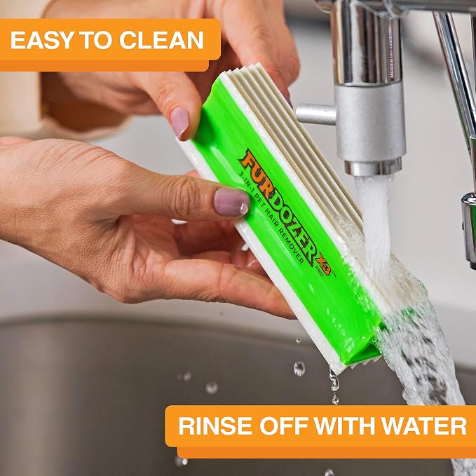 FurDozer Pet Hair Remover & Auto Detailing Tools - Cat & Dog Hair Remover for Carpets, Car Interiors, Couches, Bedding, & Pet Furniture (Green, X3 PRO - 5" Long) - Image 9