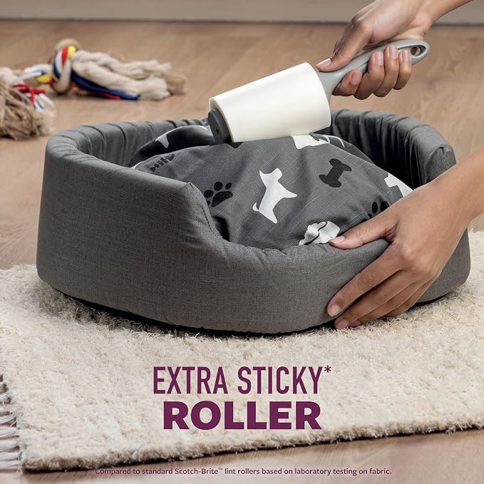 Scotch-Brite Pet Extra Sticky Hair Lint Roller, 600 Sheets Total, 6 Pack | Designed for Removing Fur + Fluff on Couches, Clothes, Dog and Cat Beds, & More, 100 Easy-Tear Adhesive Sheets per Roller - Image 5