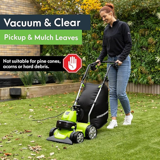 GreenSweep Vac & Blow | Compact 3 in 1 Vacuum, Blower & Mulcher for Small Yards, Artificial Lawns, Grass, Patio's & Driveways, for Upto 1,500 Sq Ft Spaces.